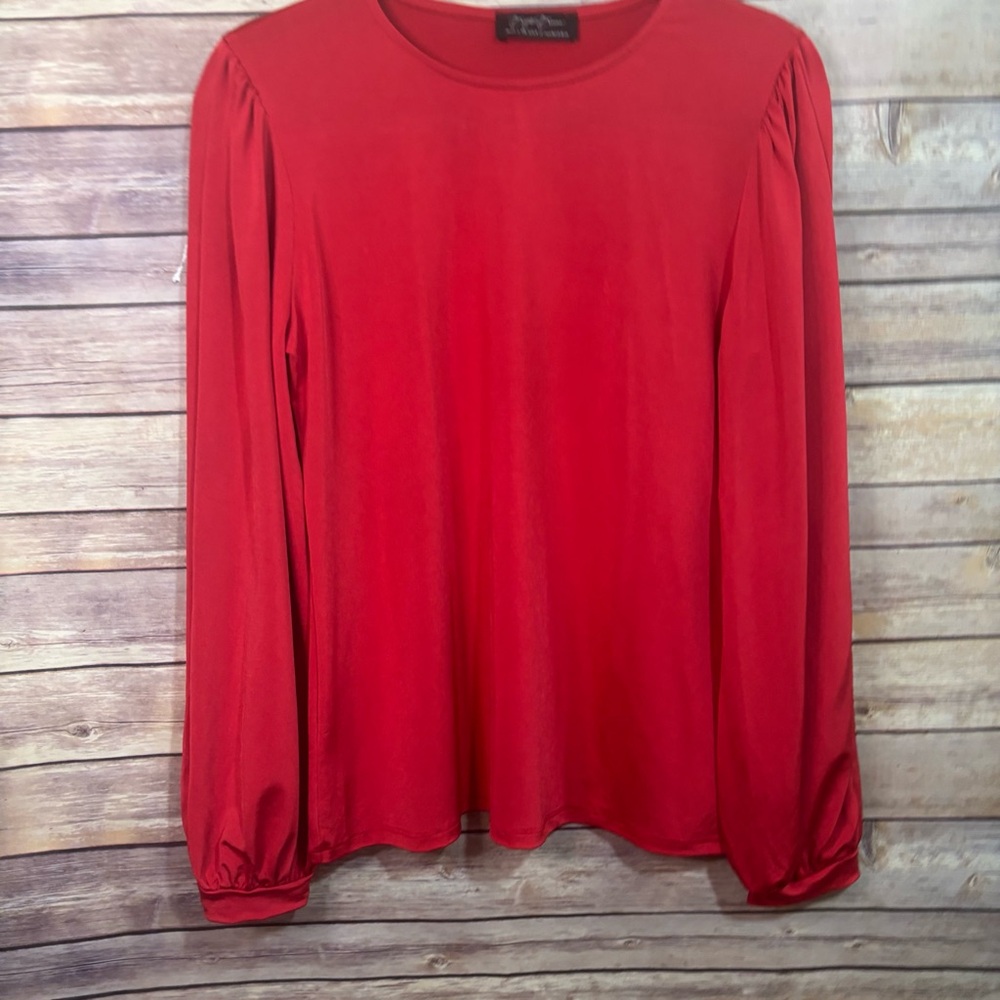 Brigitte Brianna Red Long Sleeve Blouse Size Large